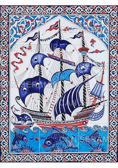 Can Seramik - 60x80 CM El Dekoru İznik Çini Pano