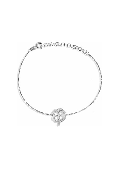 Argentum Concept - Zirkon Taşlı Gümüş Yonca Bileklik - B049501