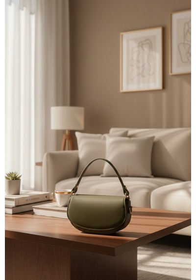 Vellabags Haki Mini Kadın El & Omuz Çantası Retro Baguette Model Şık Günlük Tasarım Haki - Haki