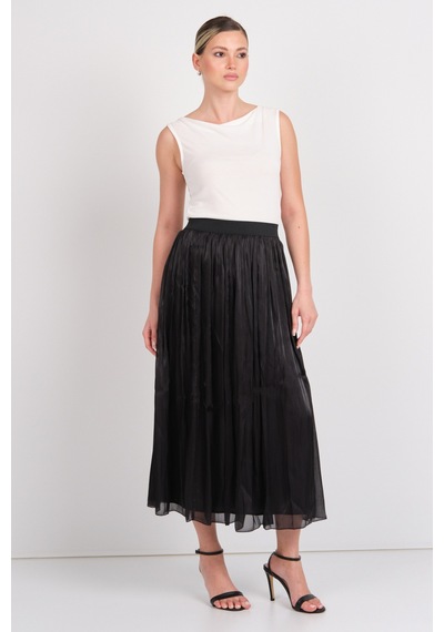 Vero Moda Kadın Vmvıps Pileli Beli Lastikli Maxi Etek 10328017 Siyah Siyah
