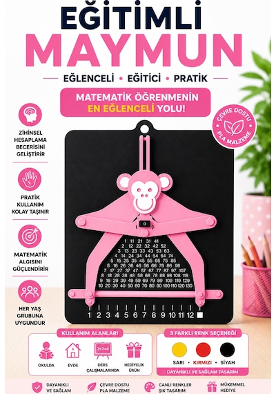 Eğitimli Maymun Matematik Öğrenme Aparatı Eğitici Zihinsel Hesaplama Oyuncağı 3d Baskı