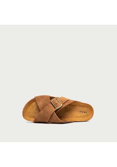Terra Terlik Kadın 17b3 Frau Velour-s Suede Crossover-strap Slıders Toprak