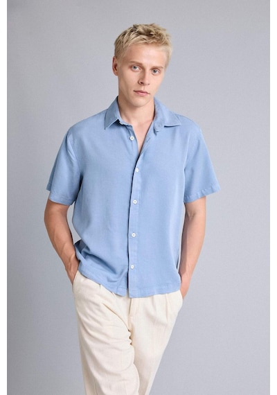 Defacto Regular Fıt Tencel Kısa Kollu Mavi Gömlek E2530ax26smbe299 Mavi-be299