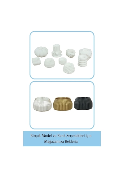 Mumluk Şamdan 3 Adet Tealight Uyumlu Çizgili Model - Beyaz
