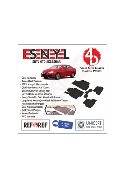 Vw Jetta 2005-2010 Refref 4D Araca Özel Tasarım Havuzlu Paspas