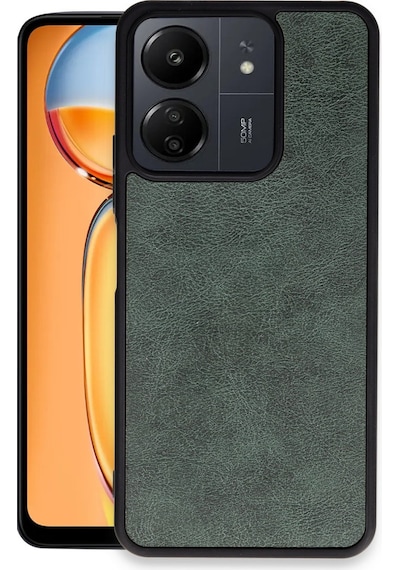 Xiaomi Redmi 13c Uyumlu Kılıf Aras Deri Kapak - Koyu Yeşil