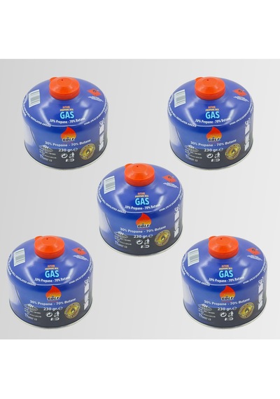 5'li Set - Golf Butan Propan Kamp Gazı Valfli Kartuş 230 Gr Beyaz