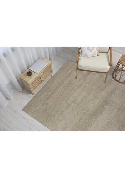 Dream Color Bej Yumuşak Yüzeyli Kaymaz Makinede Yıkanabilir Halı-876 Beyaz