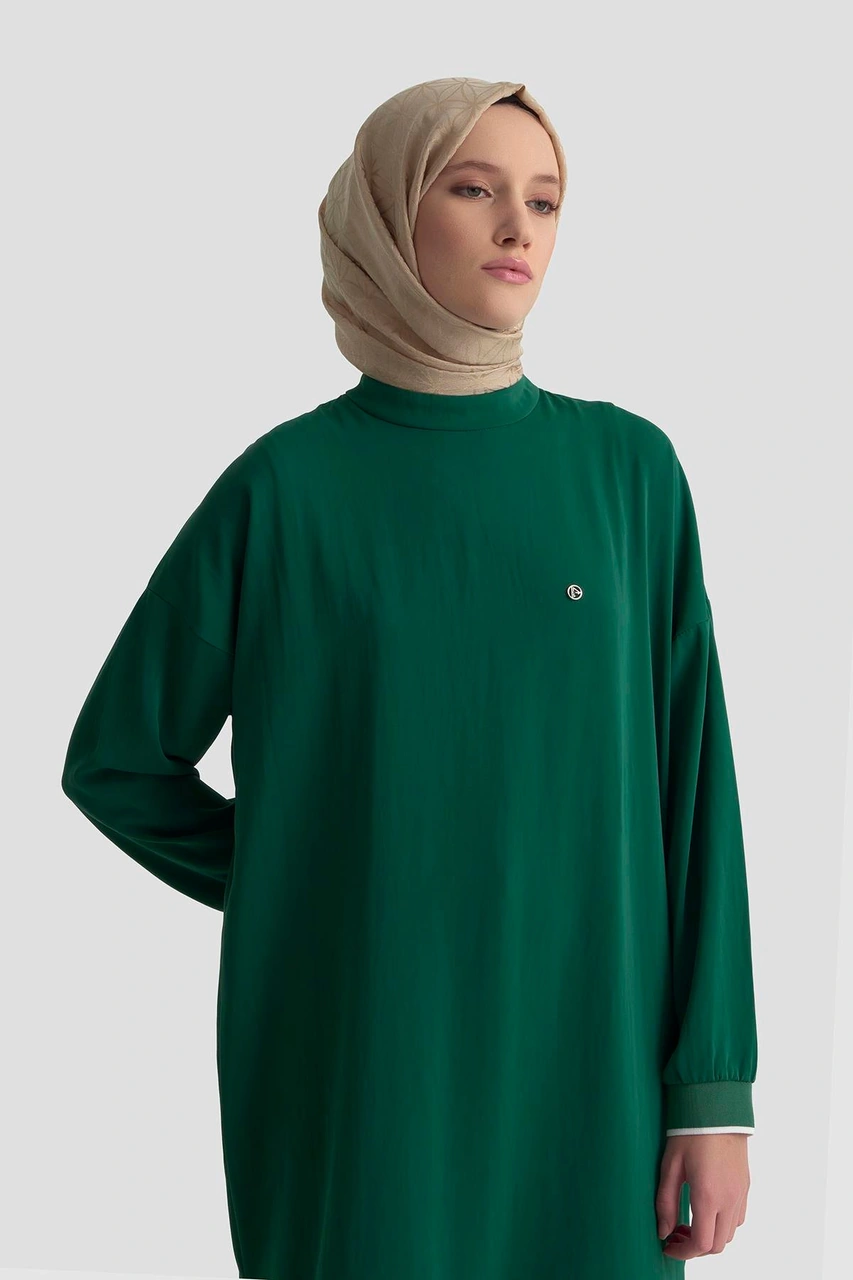 Armine Trend Kolları Ribanalı Arkadan Uzatmalı Basic Tunik-zümrüt 25yt449 Zümrüt