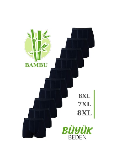 Arma Yıldız Erkek Bambu Büyük Beden Boxer Lacivert 10'lu Paket Lacivert