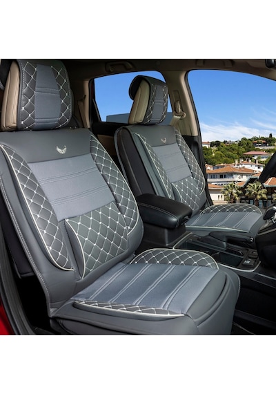 Chevrolet Aveo Uyumlu Lüks Deri Oto Koltuk Kılıfı Ön Arka Set Jüpiter Series Füme Fs