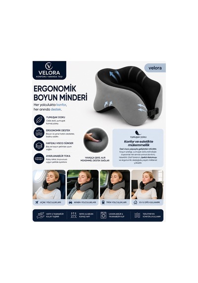 Visco Ortopedik Boyun Yastığı Ergonomik Seyahat Yastığı - 887380578