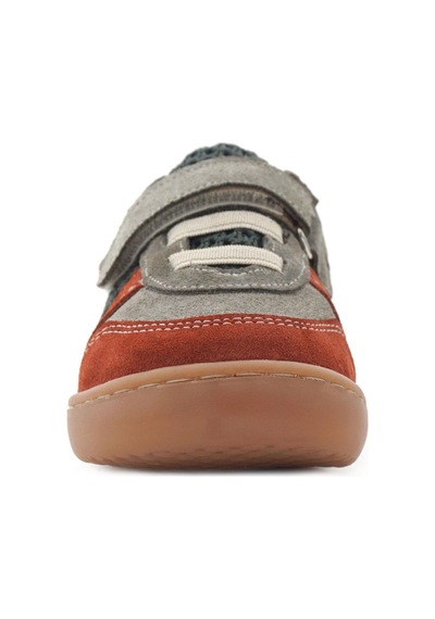 Rakerplus Bob Hakiki Deri Gri Yeşil Barefoot Cırtlı Lastikli Bebek Sneaker Ayakkabı Gri