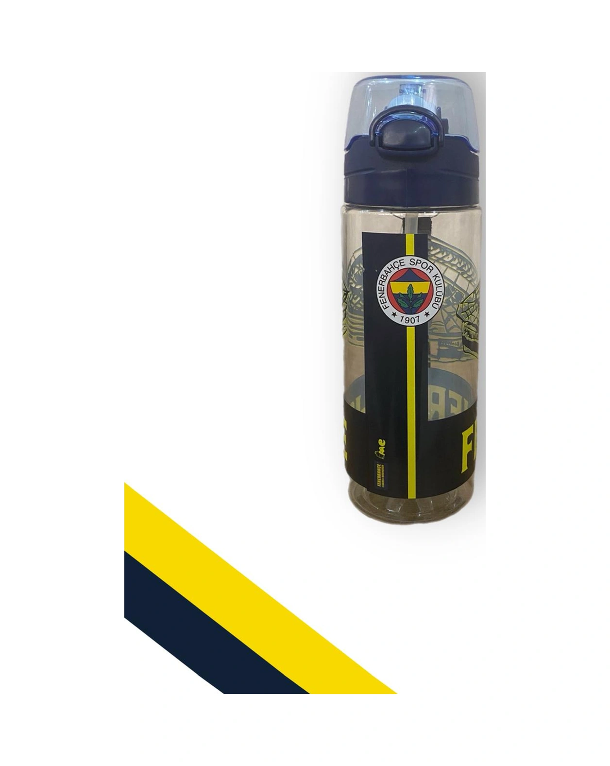 Fenerbahçe Taraftar Şeffaf Stad Figürlü 500 Ml Pipetli Suluk Matara Lacivert