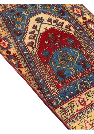 El Dokuma Hatalı Yahyalı Seccade Namazlık 100x157 Kök Boya Yün Halı Renkli