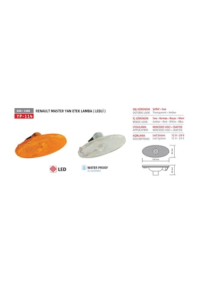 Yuce Plastık Camurluk Sınyalı Master Iıı 10 Movano B 10 Nıssan Nv400 Ledlı Beyaz AOD-YUCEPLAST YP-114 B