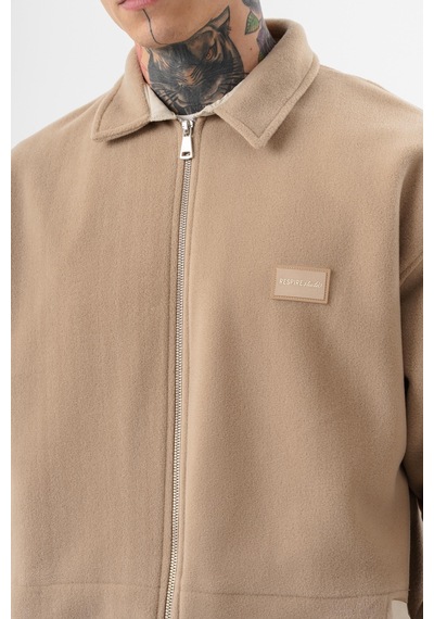 Respire Erkek Zip Oversize Polar Ceket Bej