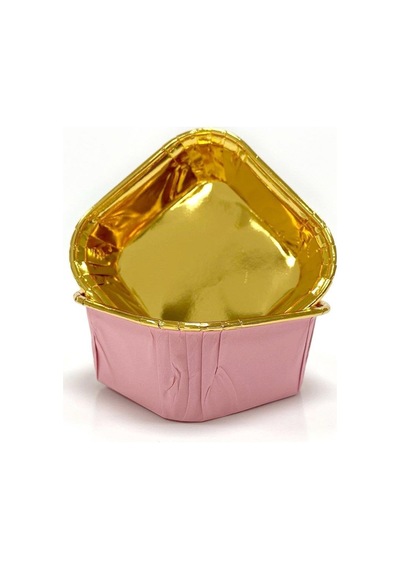 Pembe Cupcake Kapsülü İçi Metalize Gold 25'li - Pasta Ve Kek Sunum Kapsülü Diğer
