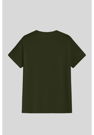 Genius Store Erkek %100 Pamuk Slim Fit Dar Kesim Bisiklet Yaka Basictişört Basıc-tshırt Haki
