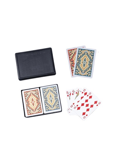 Angora Kem Kutulu Plastik Iskambil Oyun Kartı Çift Deste - Plastic Playing Cards Double Deck Siyah