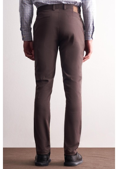 İmza Koyu Kahverengi Yan Cep Düz Paça Pamuklu Slim Fit Chino Casual Pantolon 1003255165 Koyu Kahverengi