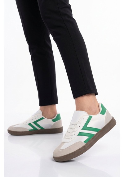 Lento Beyaz-yeşil Bağcıklı Hafif Rahat Unisex Yürüyüş Ve Spor Ayakkabı Sneaker 234750 Beyaz - Yeşil