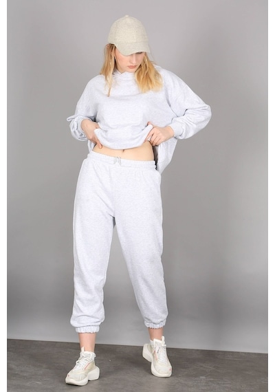 Madmext Mad Girls Gri Kapüşonlu Kadın Eşofman Takımı Mg1225 Gri