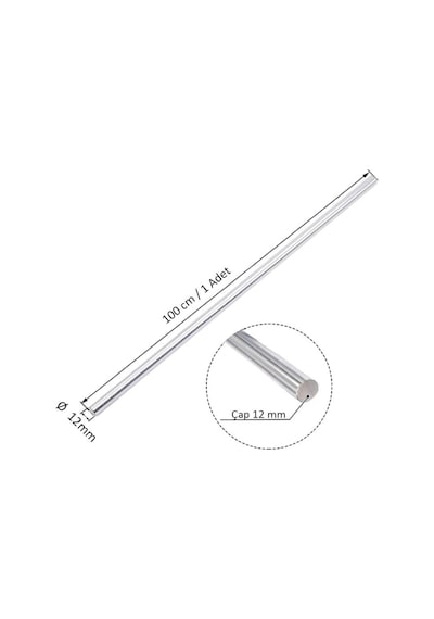 Paslanmaz Çelik Çubuk Yuvarlak Krom Mil 12 Mm 50 Cm 505481704