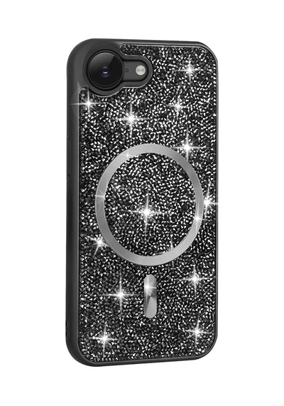 Apple  Uyumlu iPhone 16e Kılıf Pırlanta Tasarımlı M-safe Şarj Özellikli Zore Mozaik Silikon Kapak