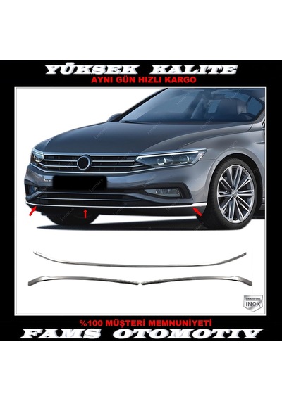 Vw Passat B8.5 Krom Ön Tampon Alt Çıta 3 Prç P.Çelik 2019 Üzeri
