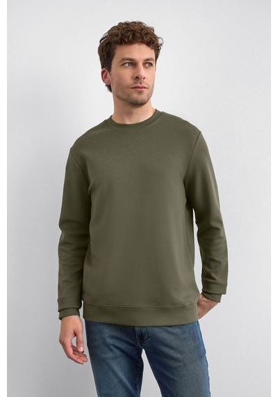 Backandbond Haki Regular Fit Bisiklet Yaka Sweatshirt