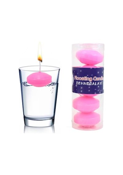 Suda Batmadan Yüzen Mum, 5 Adet - Pembe