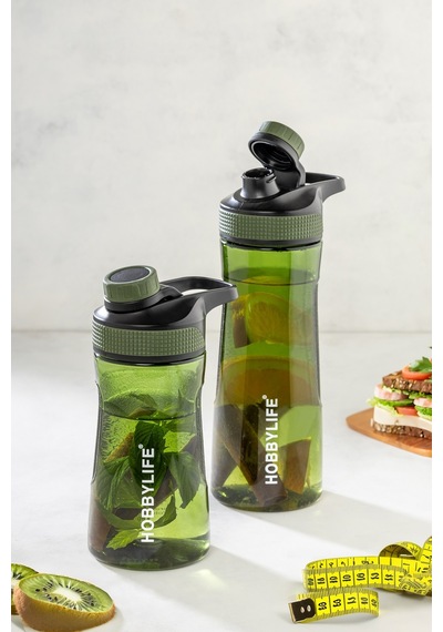 2 Li Set 730ml 530ml. Su Matarası Su Şişesi Suluk Bpa Içermez Yeşil Turuncu