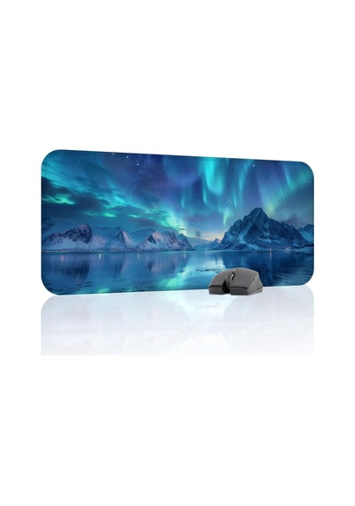 Aurora Kuzey Işıkları Gaming Mouse Pad Kauçuk Kaymaz Taban Mousepad V1, 70x30 Xl