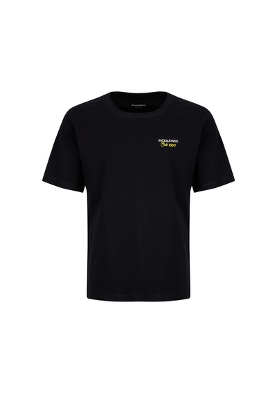 Jack & Jones Siyah Erkek %100 Pamuk T-shirt 12306235 Jorclub Tee Ss Crew Trss26
