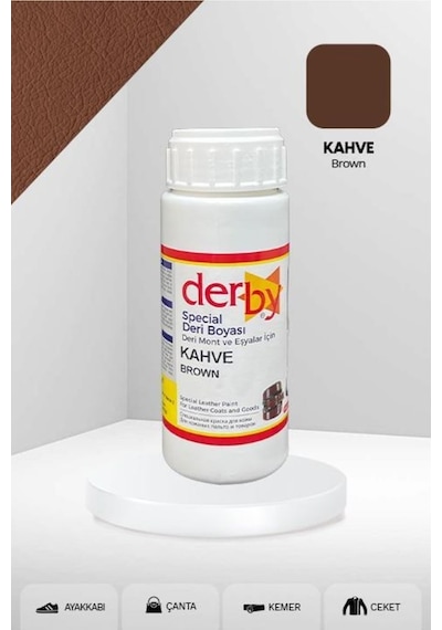 Derby Deri - Mont - Çanta - Kemer - Cüzdan Yenileme Boyası 100 ML - Kahverengi