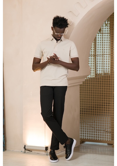 Paul Martin Örme Polo Yaka Regular Fit Pamuklu Ve Likralı T-shirt krem