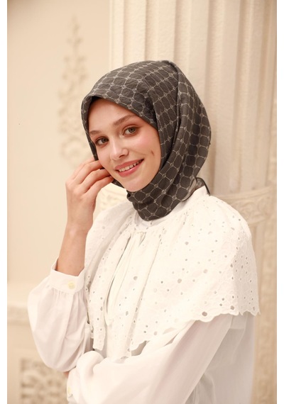 Silk Home Olinda Eşarp 48004-82 Antrasit, Ekru