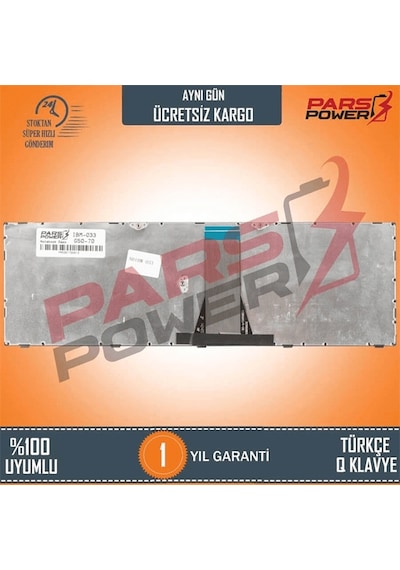 Lenovo Uyumlu G50-30, G50-45, G50-70, G50-80, G51-35, G70-35, G70-70, Z50-70 Notebook Klavye (Gümüş TR) ( Pars power ) Gümüş Çerçeveli 374051