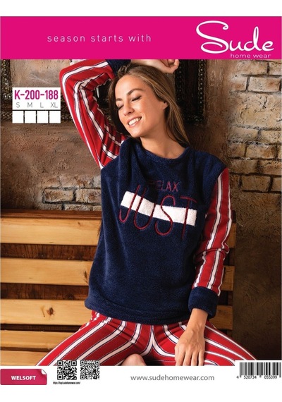 Sude K-200-188 Wellsoft Relax Just Kadın Pijama Takımı Çok Renkli