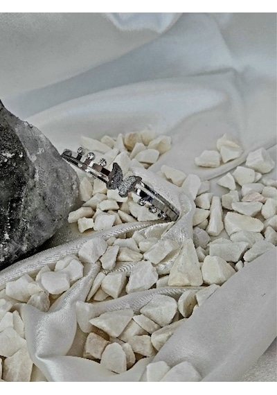 Eva Takı 316 l Çelik Kelebek Silver Beyaz Renkli Kelepçe Bileklik
