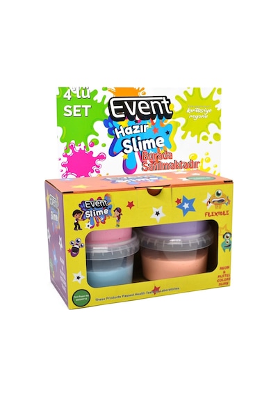 Özel Kutulu 4 Renk 180 Gr Hazır Slime Ce Belgeli Kaliteli Ürün Ele Yapışmaz Karışık Set