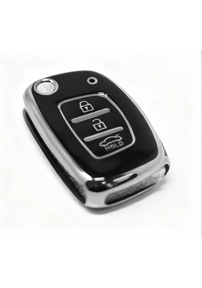 Autohan Keys Lüks Anahtar Kılıfı, Siyah Gümüş, Sustaıı Model, Hyundai Bayon I10 I20 Ix35 Elantra Tucson İçin