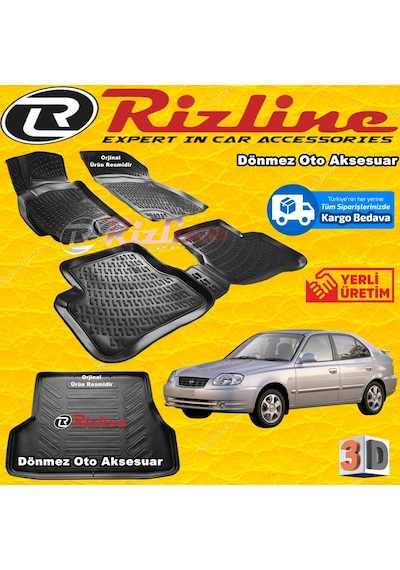 Accent Admıre 3D Paspas+Bagaj Havuz Siyah 2003-2006 Arası  Rizline
