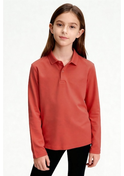Basic Polo Yaka 2li Paket Lacivert-coral Unisex Çocuk T-shirt - 11170 Mavi - Turuncu