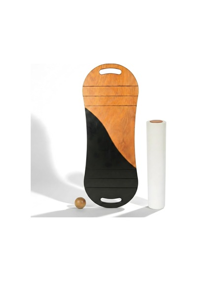 Siyah/kahve Denge Tahtası Balance Roller Board Çift Fonksiyonlu Sörf Eğitim Tahtası Kaykay Eğitim Tahtası 73 X 28 Çok Renkli