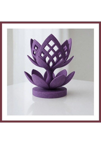 Storeşahin 3d Baskı Lotus Çiçeği Mumluk - Dekoratif Tealight Mumluk-mor Shn0720