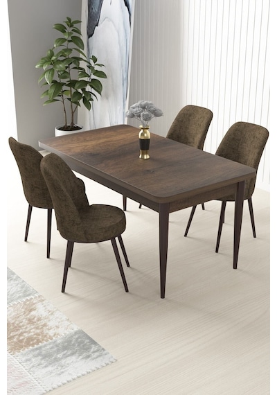 Canisa Concept Nil Serisi 70x110 Sabit Mutfak Masası Takımı Barok Desen Masa 4 Kahverengi Sandalye Barok Masa Kahverengi Sandalye Canisa Concept Nil Serisi 70x110 Sabit Mutfak Masası Takımı Barok Desen Masa 4 Kahverengi Sandalye Barok Masa Kahverengi Sandalye