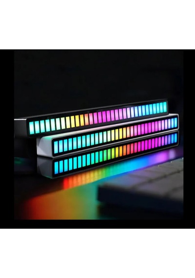 2'li Rgb Çubuk Müzik & Ses Animasyonlu Ekolayzer Şarjlı-taşınabilir Siyah 18cm 2 Adet Çok Renkli