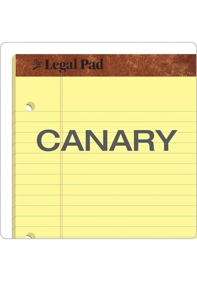Yasal Pad Legal Pad, 8 1/2 X 11 3/10,2 Cm, Delikli, 3-delik Delikli, Kanarienvoegel, Legal/genişlik Rule, 50 Yaprak Pro Blok, 12 Pads Pro Pack 75351